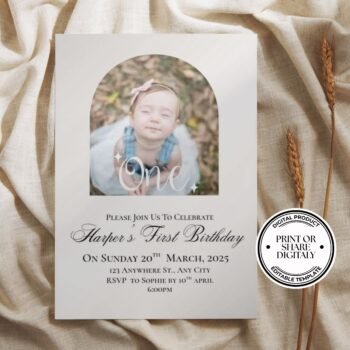 Editable First Birthday Invitation of Boy/Girl Birthday Instant Digital Download