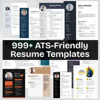 999 ATS friendly Resume Templates: Modern CV, Cover Letter, References (Digital Download)