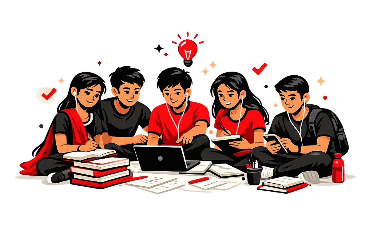 Group of SSC aspirants studying together